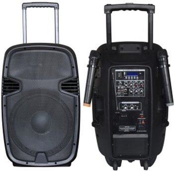 Портативная акустика JB12RECHARGE350+MP3/Bluetooth+20V INVERTER+2pcs VHF mic