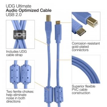 Готовый кабель UDG Ultimate Audio Cable USB 2.0 C-B Blue Straight - вид 1 миниатюра