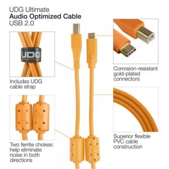 Готовый кабель UDG Ultimate Audio Cable USB 2.0 C-B Orange Straig - вид 1 миниатюра
