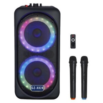 Мобильные Автономные Караоке BIG JB X828 USB/MP3/FM/BT/TWS + 2pcs VHF mic - вид 1 миниатюра