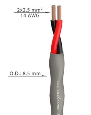 Гнучкий акустичний кабель Roxtone SC225L, 2х2.5 кв. мм, вн. діаметр 8.5 мм, 100 м - вид 1 мініатюра