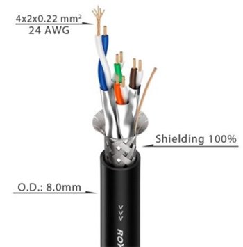 Гибкий кабель категории 6 Roxtone C6AE, 4x2х0.22 кв. мм, вн. диаметр 8 мм, 100 м - вид 1 миниатюра