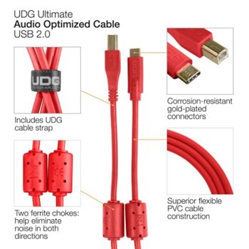 Готовый кабель UDG Ultimate Audio Cable USB 2.0 C-B Red 1,5m - вид 1 миниатюра