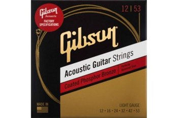 GIBSON SAG-CPB12 COATED PHOSPHOR BRONZE ACOUSTIC GUITAR STRINGS 12-53 LIGHT Струни для акустичних гітар