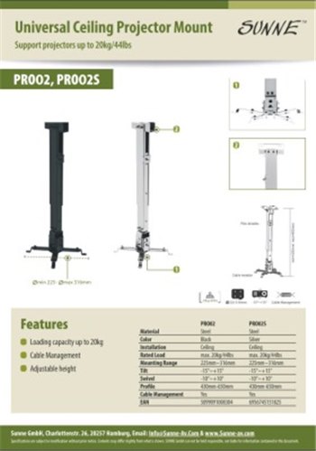 Кріплення для проектора стельове Sunne PRO02S - вид 3 мініатюра