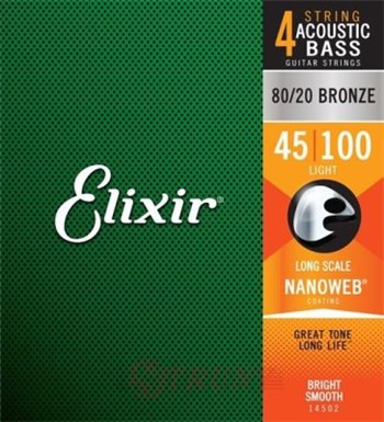 Струны для акустической бас гитары Elixir 4S AB LS L