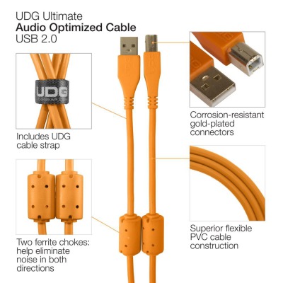 Кабель UDG Ultimate Audio Cable USB 2.0 A-B Orange Angled - вид 3 мініатюра