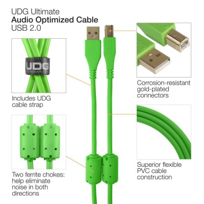 Кабель Ultimate Audio Cable USB 2.0 A-B Green Straight 2m - вид 5 мініатюра
