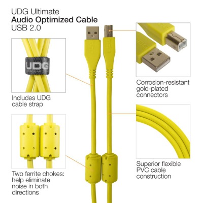 Кабель Ultimate Audio Cable USB 2.0 A-B Yellow Angled 1m - вид 5 мініатюра