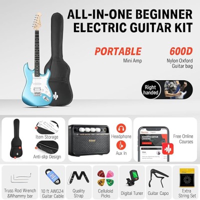 Электрогитара Donner Music DST-100 Kit Lake Blue EC1168 - вид 2 миниатюра