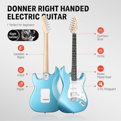 Электрогитара Donner Music DST-100 Kit Lake Blue EC1168 - вид 4 миниатюра