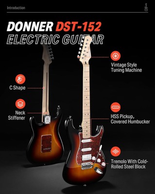 Электрогитара Donner Music DST-152 Sunburst - вид 4 миниатюра