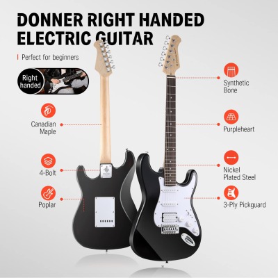 Электрогитара Donner Music DST-100 Kit Black EC1099 - вид 4 миниатюра