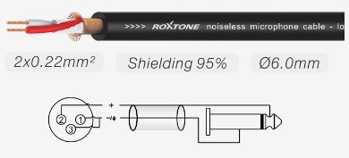 Готовый микрофонный кабель Roxtone SMXJ210L1, 2x0.22 кв.мм, вн.диаметр 6 мм, 1 м - вид 1 миниатюра