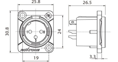 Разъем Roxtone RX3MD-NT XLR панельный male (папа) - вид 1 миниатюра