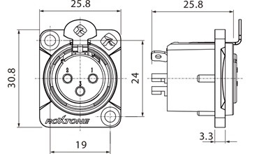 Разъем Roxtone RX3FD-BG XLR панельный female (мама) - вид 1 миниатюра